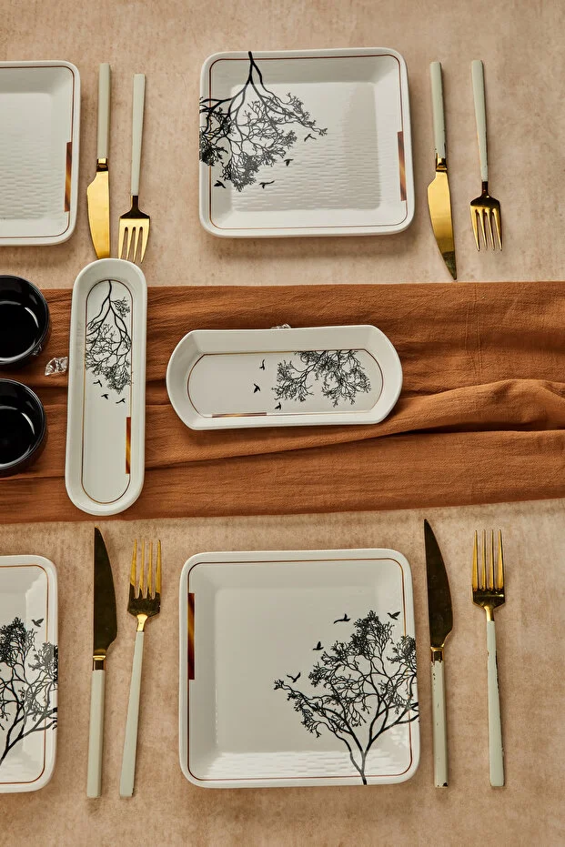 Dilek Ağacı 14 Parça 6 Kişilik Lüx Kahvaltı Takımı Seti Kahvaltılık Sunum Seti